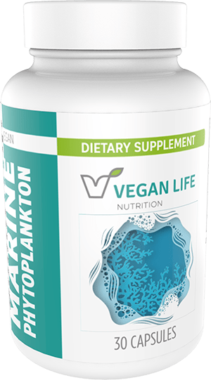 Vegan Life Nutrition Marine Phytoplankton Capsules Bottle