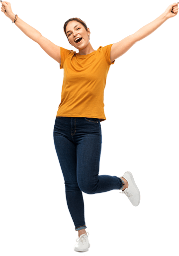 Healthy cheering woman