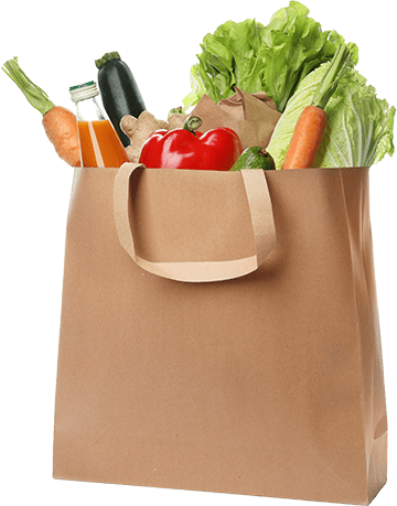 Paper bag full of produce